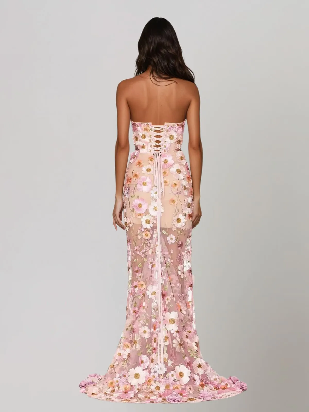 Gexila Strapless Flower Embroidered Maxi Dress sold by Mew Mews product image thumbnail 3