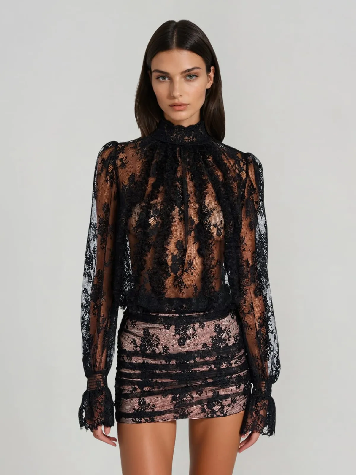 Xoreth Open Back Lace Mini Dress In Black sold by Mew Mews product image thumbnail 2
