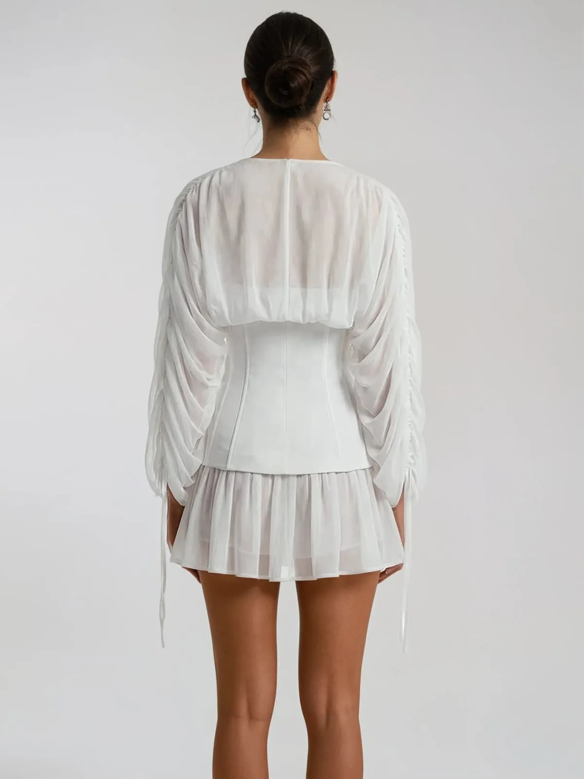 Jorath V Neck Ruched Mesh Mini Dress sold by Mew Mews product image thumbnail 2