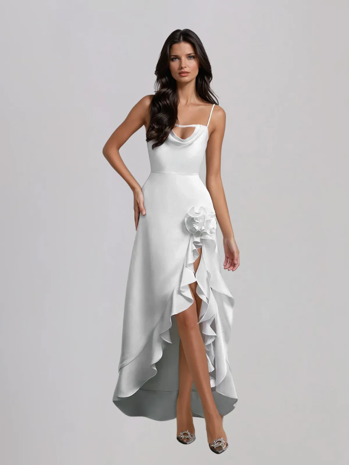 Odelar Spaghetti Flower Ruffle Maxi Dress sold by Mew Mews product image thumbnail 2