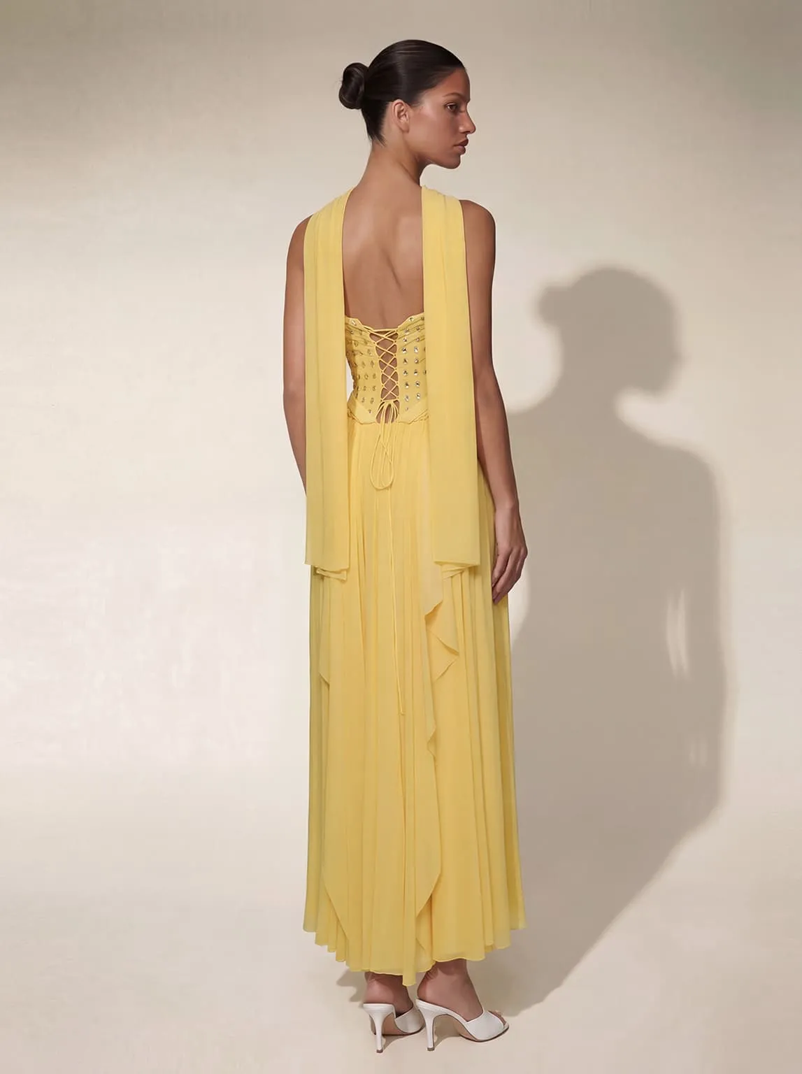 Londona V Neck Ruched Mesh Maxi Dress sold by Mew Mews product image thumbnail 2
