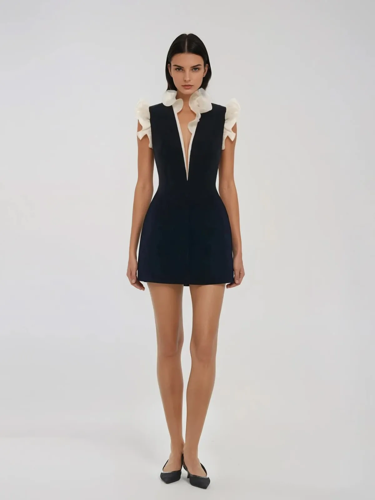 Dravik V Neck Ruffle Mini Dress sold by Mew Mews