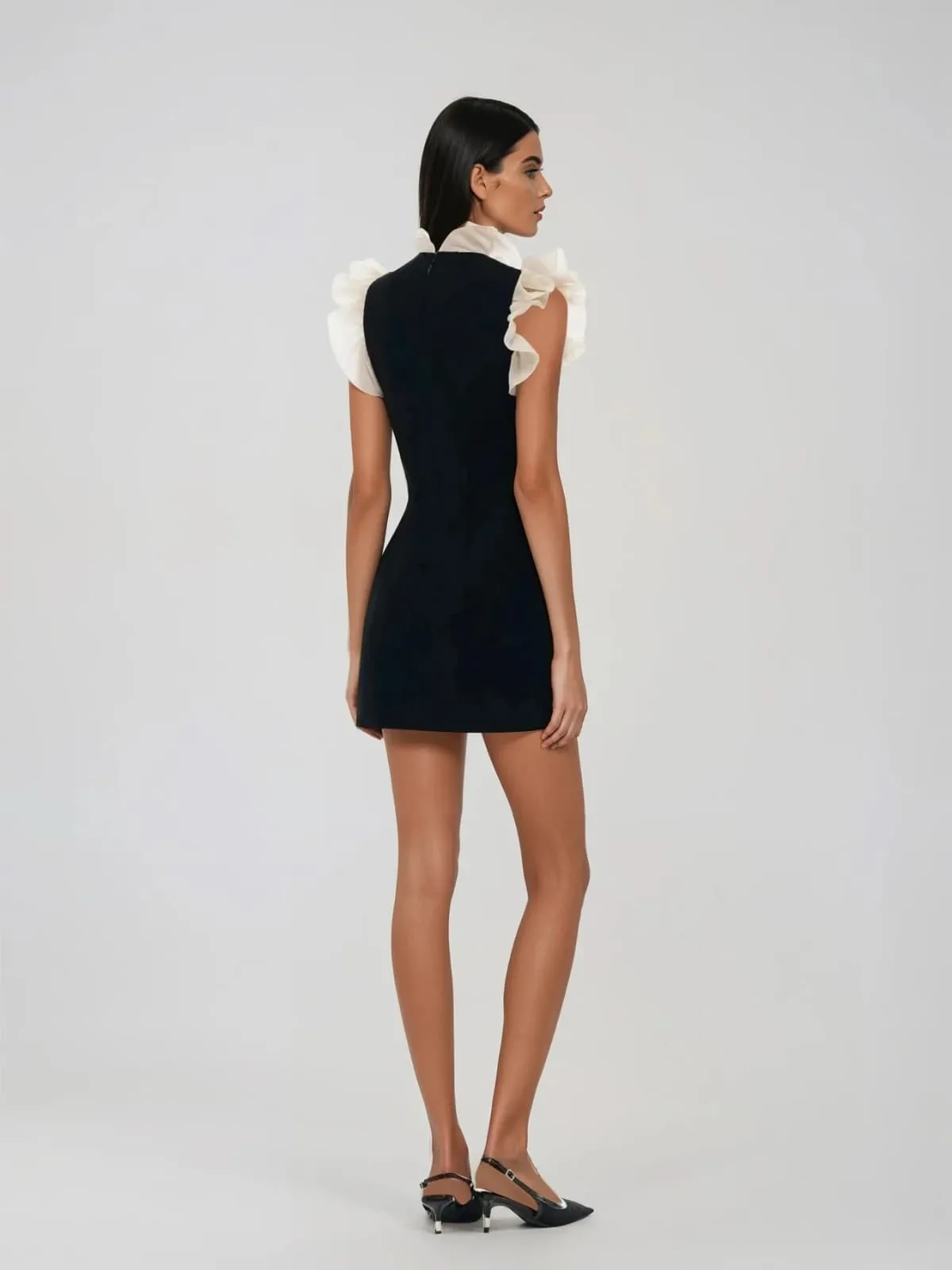 Dravik V Neck Ruffle Mini Dress sold by Mew Mews product image thumbnail 3
