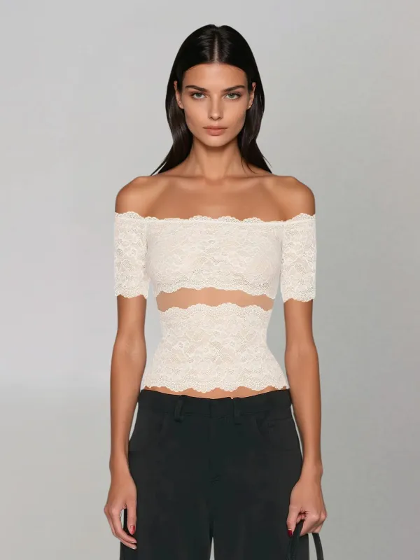 Brelith Off Shoulder Lace Top made by Mew Mews