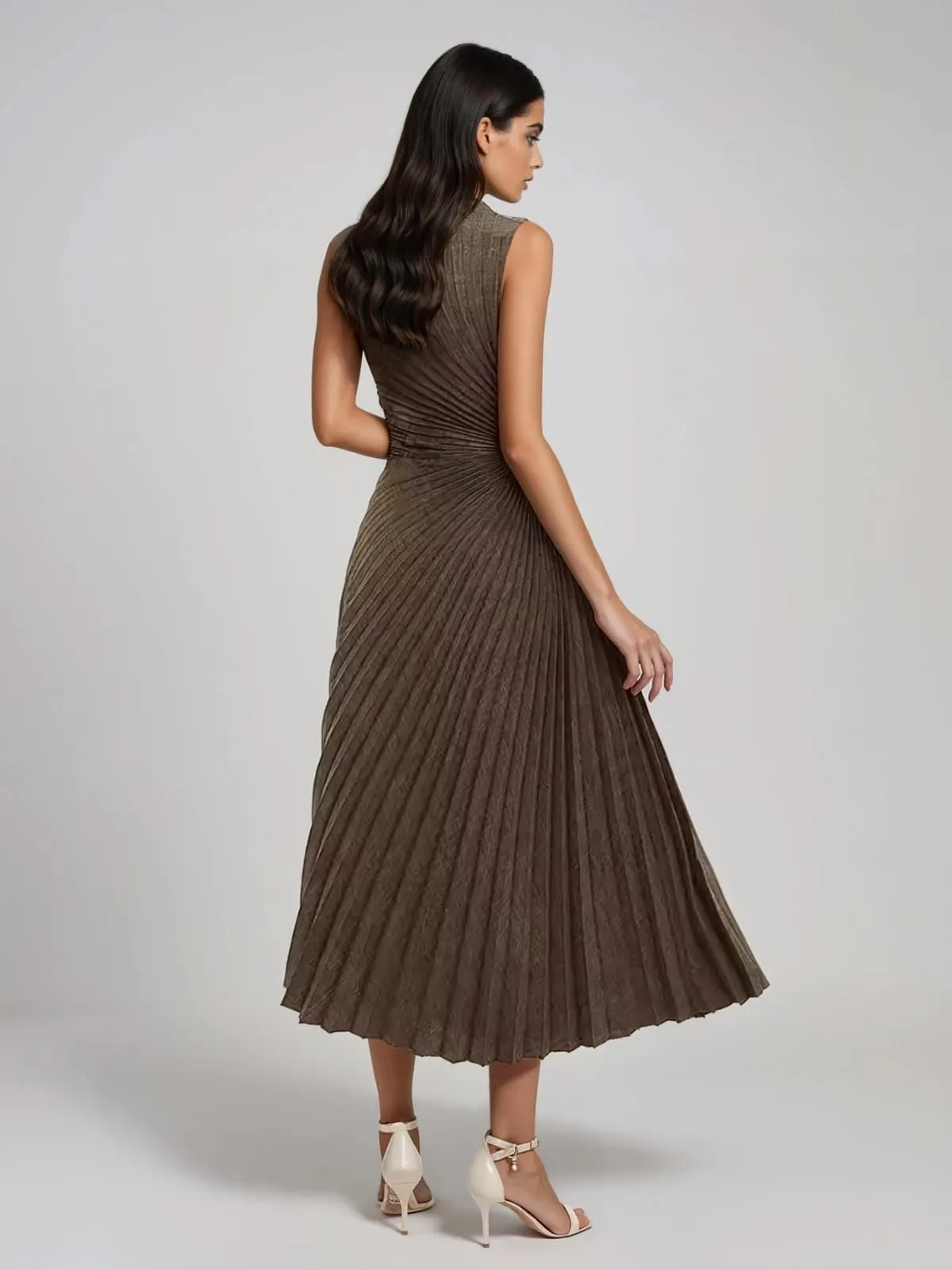 Priven Sleeveless Cutout Pleated Midi Dress sold by Mew Mews product image thumbnail 4