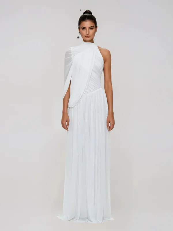 Chione One Shoulder Ruched Maxi Dress made by Mew Mews
