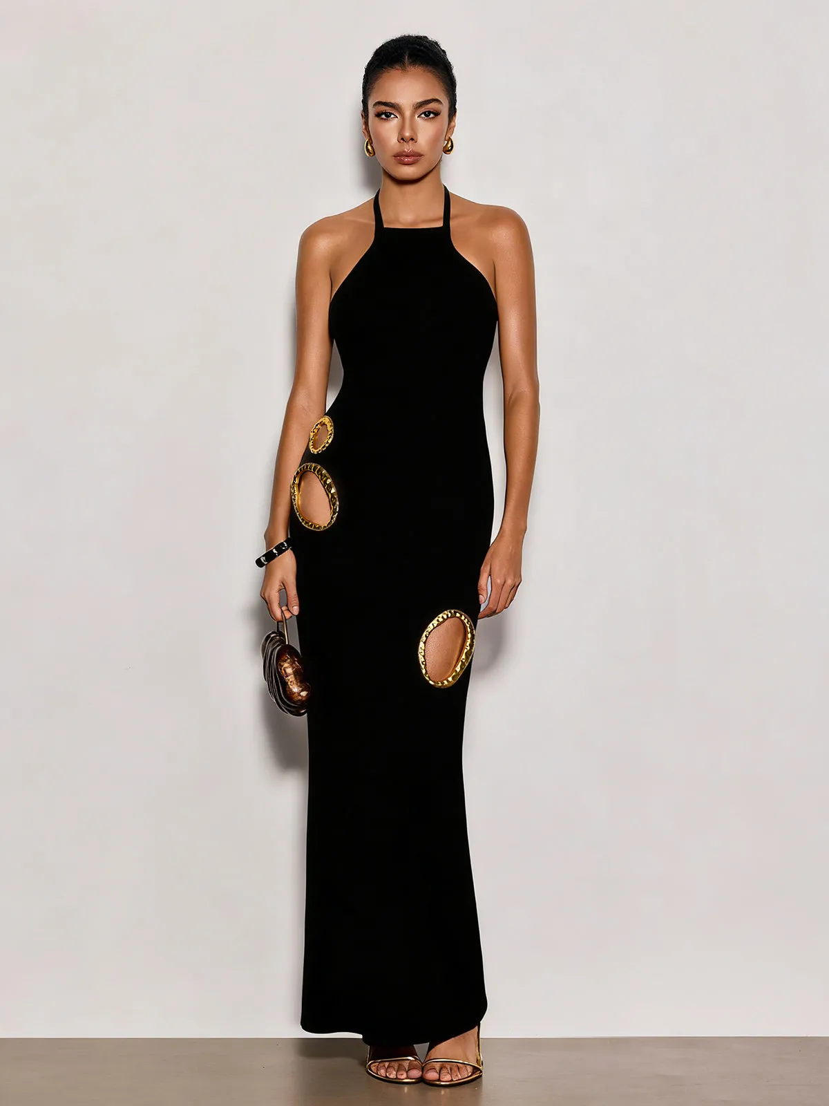Gavrel Halterneck Cutout Maxi Dress In Black sold by Mew Mews product image thumbnail 4