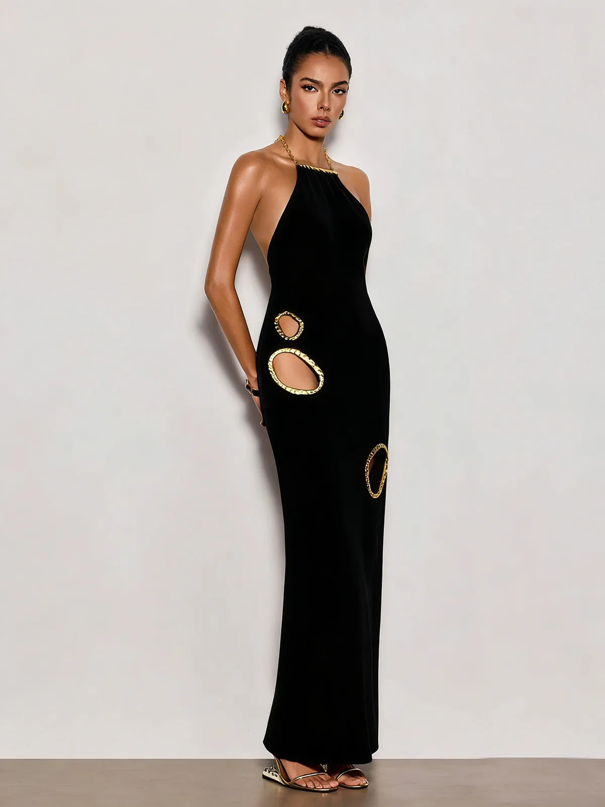 Gavrel Halterneck Cutout Maxi Dress In Black sold by Mew Mews product image thumbnail 2