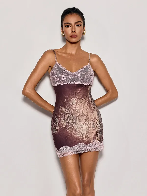 Tarnel Spaghetti Snake Lace Mini Dress made by Mew Mews