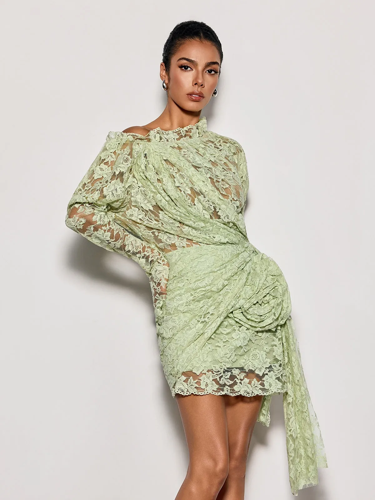 Chabela Lace Flower Mini Dress sold by Mew Mews product image thumbnail 2