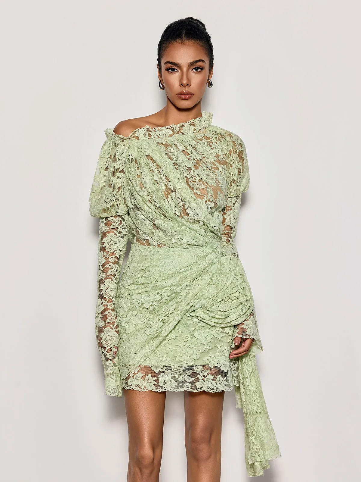Chabela Lace Flower Mini Dress sold by Mew Mews