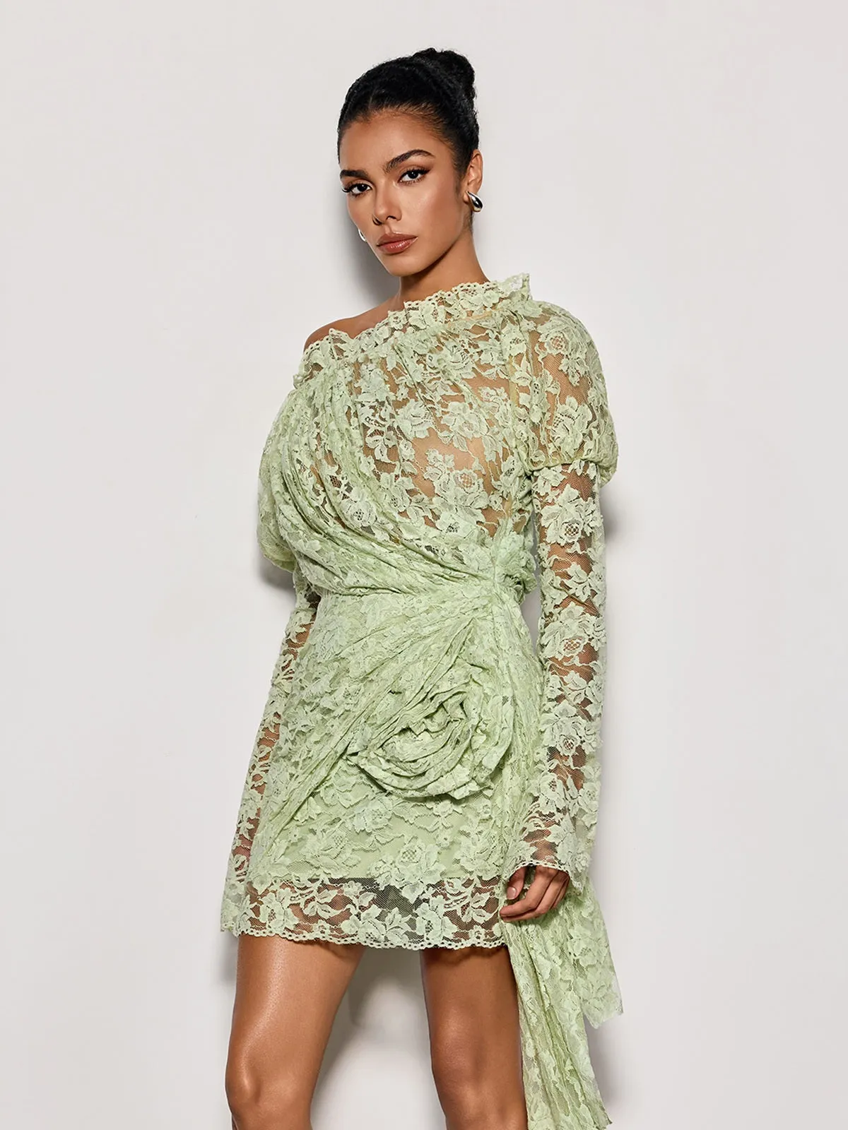 Chabela Lace Flower Mini Dress sold by Mew Mews product image thumbnail 4