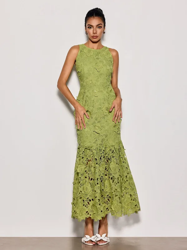 Savrel Sleeveless Cutout Flower Maxi Dress made by Mew Mews