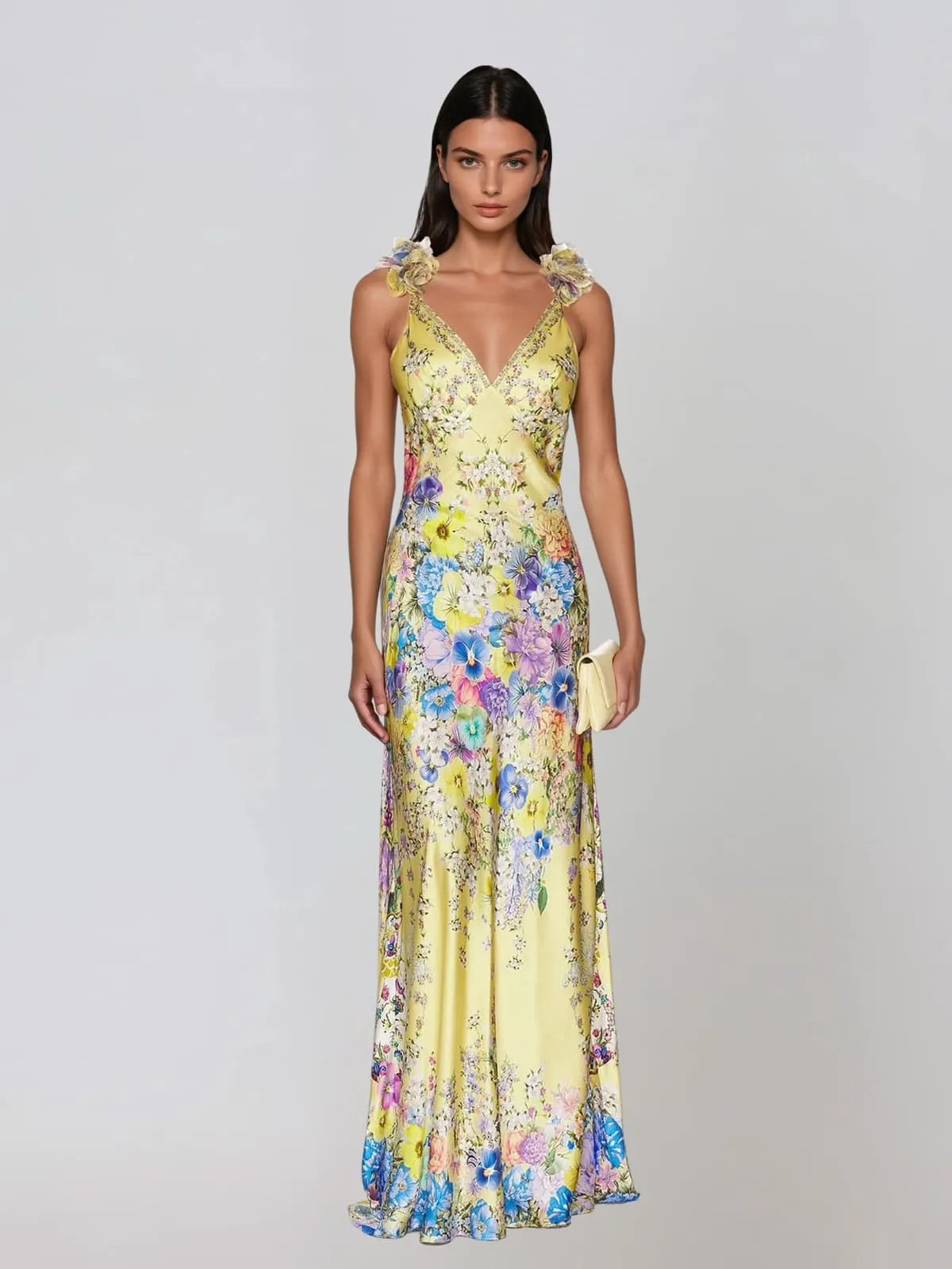 Goril V Neck Flower Maxi Dress sold by Mew Mews