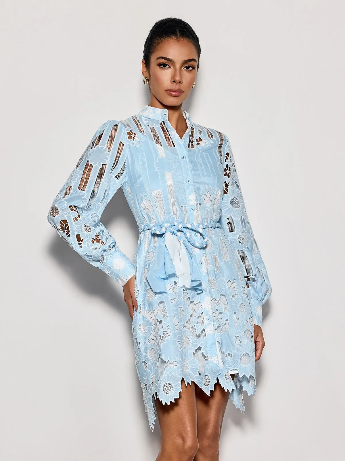 Deliz Long Sleeve Flower Mini Dress sold by Mew Mews product image thumbnail 2