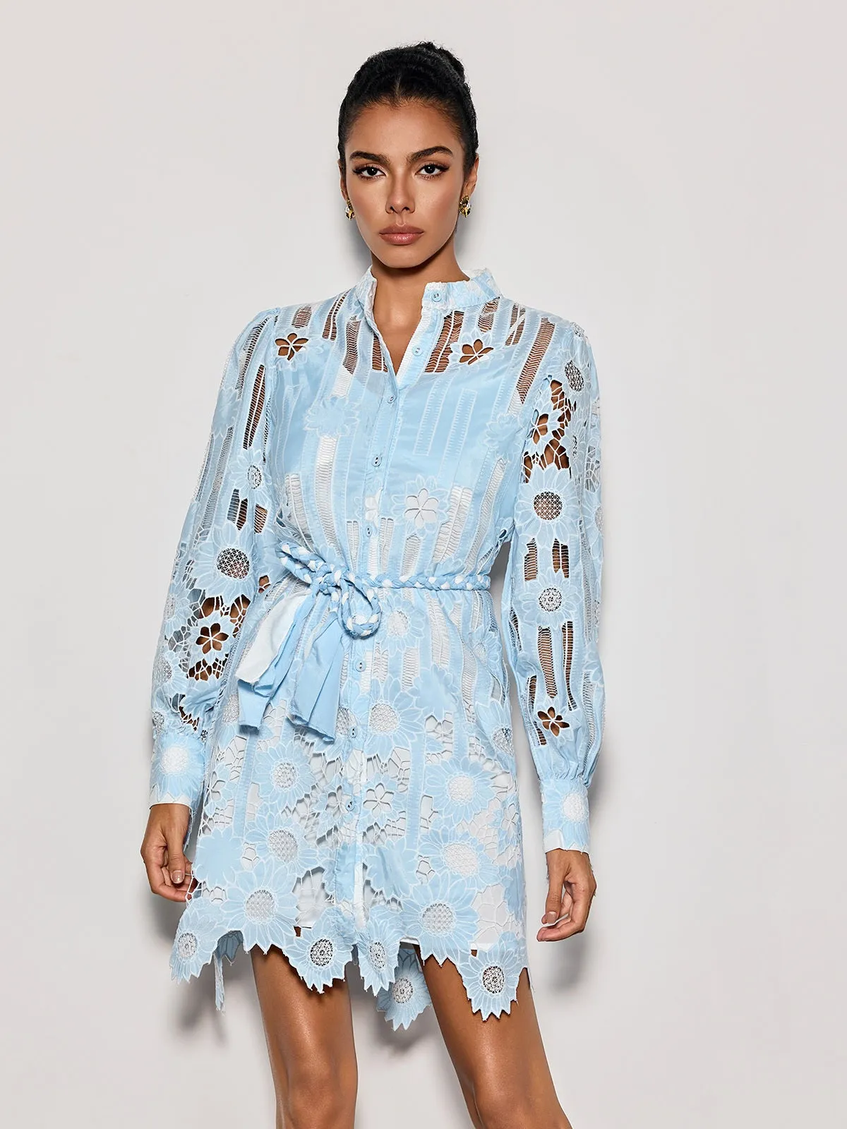 Deliz Long Sleeve Flower Mini Dress sold by Mew Mews