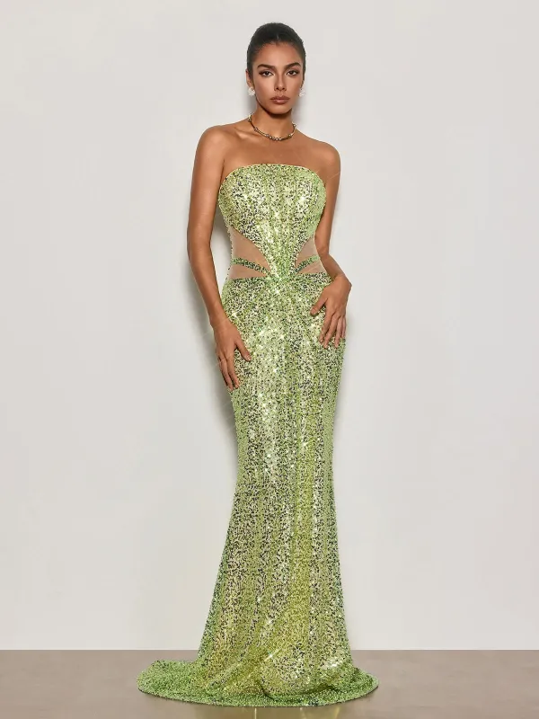 Cytheria Strapless Sequin Maxi Dress made by Mew Mews