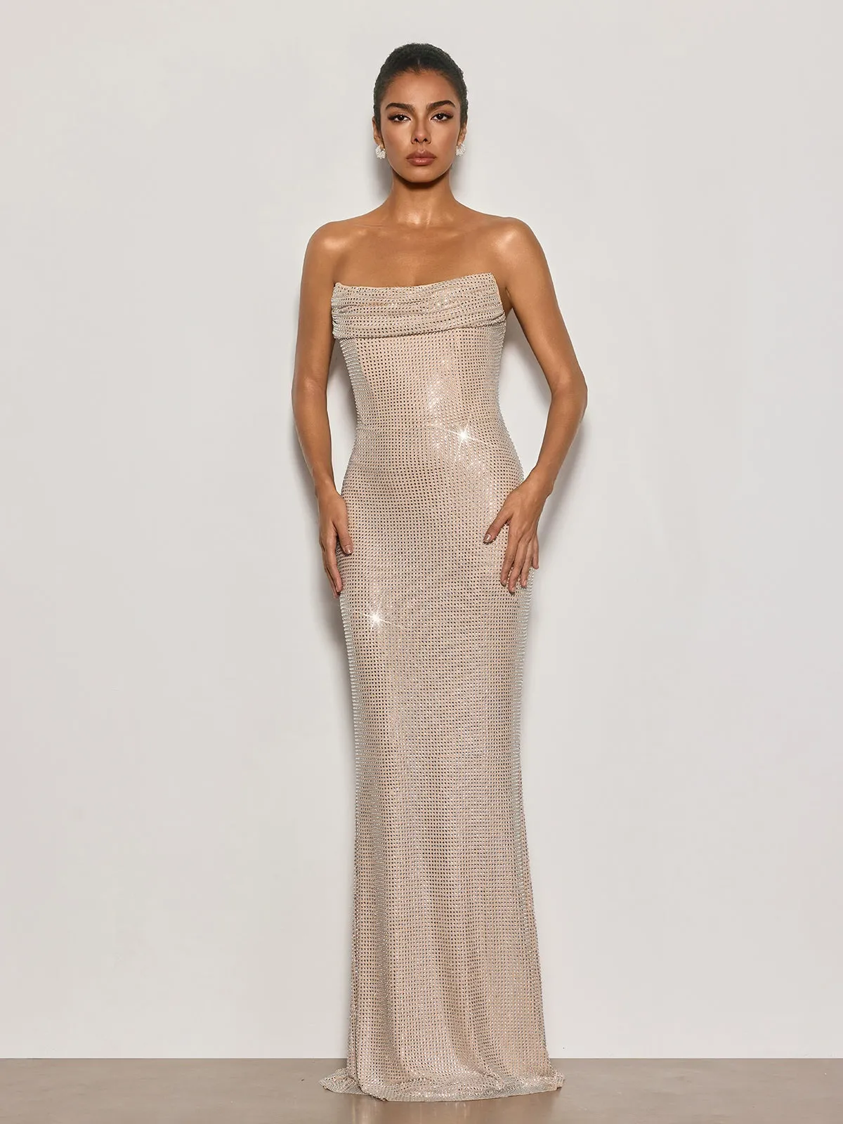 Cyrah Strapless Rhinestone Maxi Dress sold by Mew Mews product image thumbnail 3