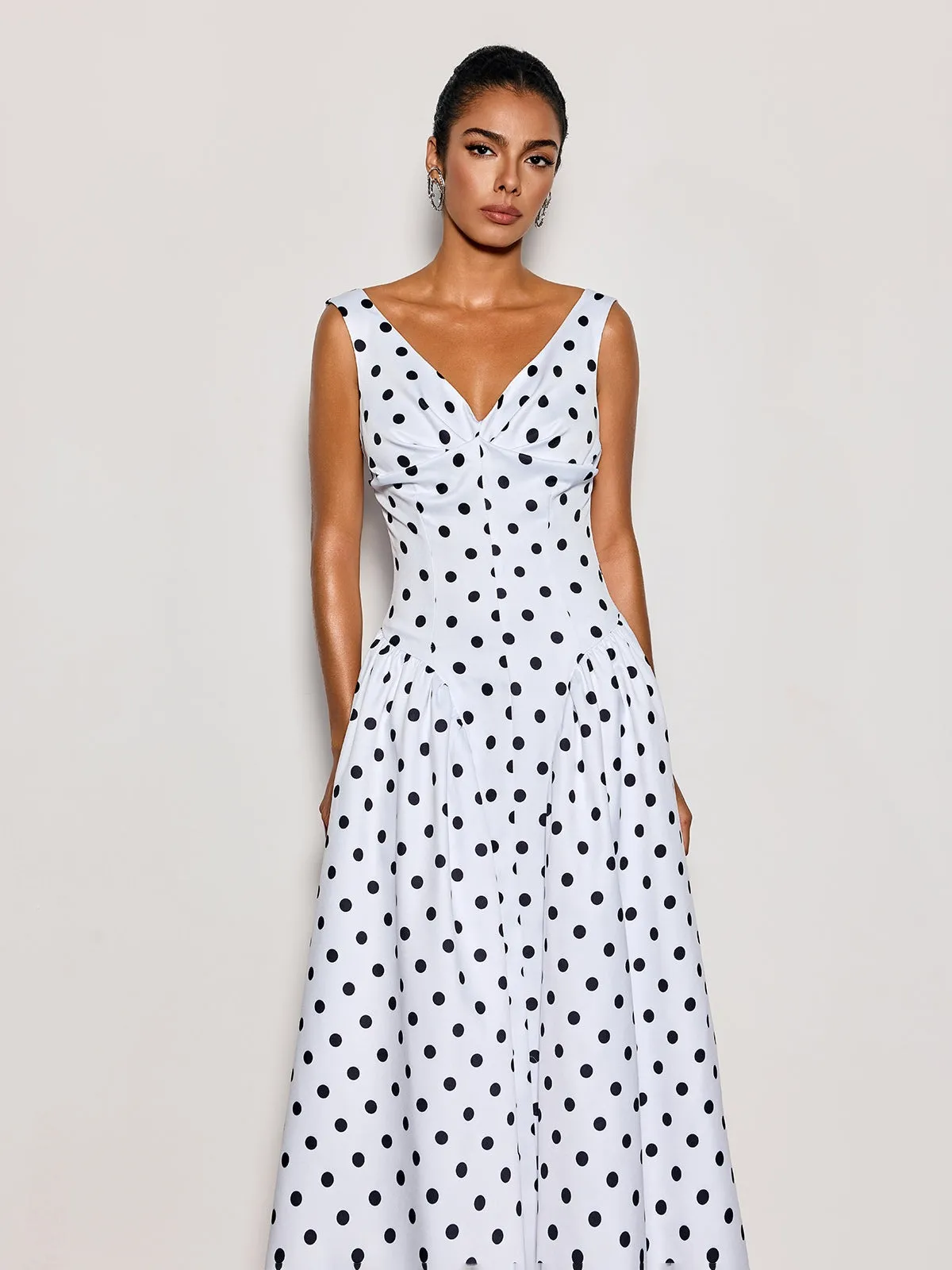 Cybil Sleeveless Dot Midi Dress sold by Mew Mews product image thumbnail 5