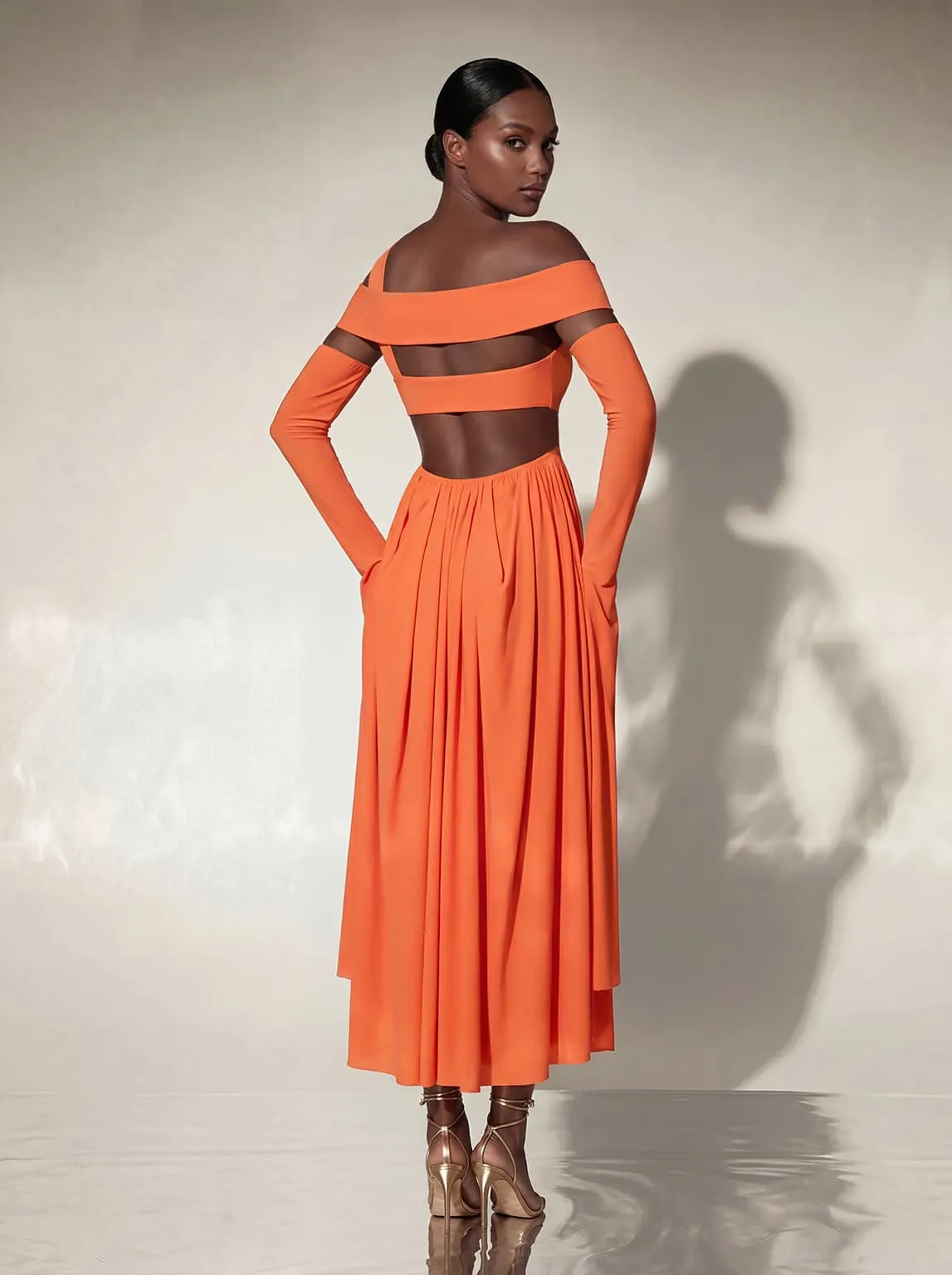 Cythan Ruched Cutout Maxi Dress sold by Mew Mews product image thumbnail 3