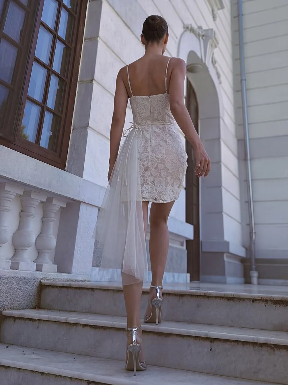 Brelor Spaghetti Flower Lace Mini Dress sold by Mew Mews product image thumbnail 3