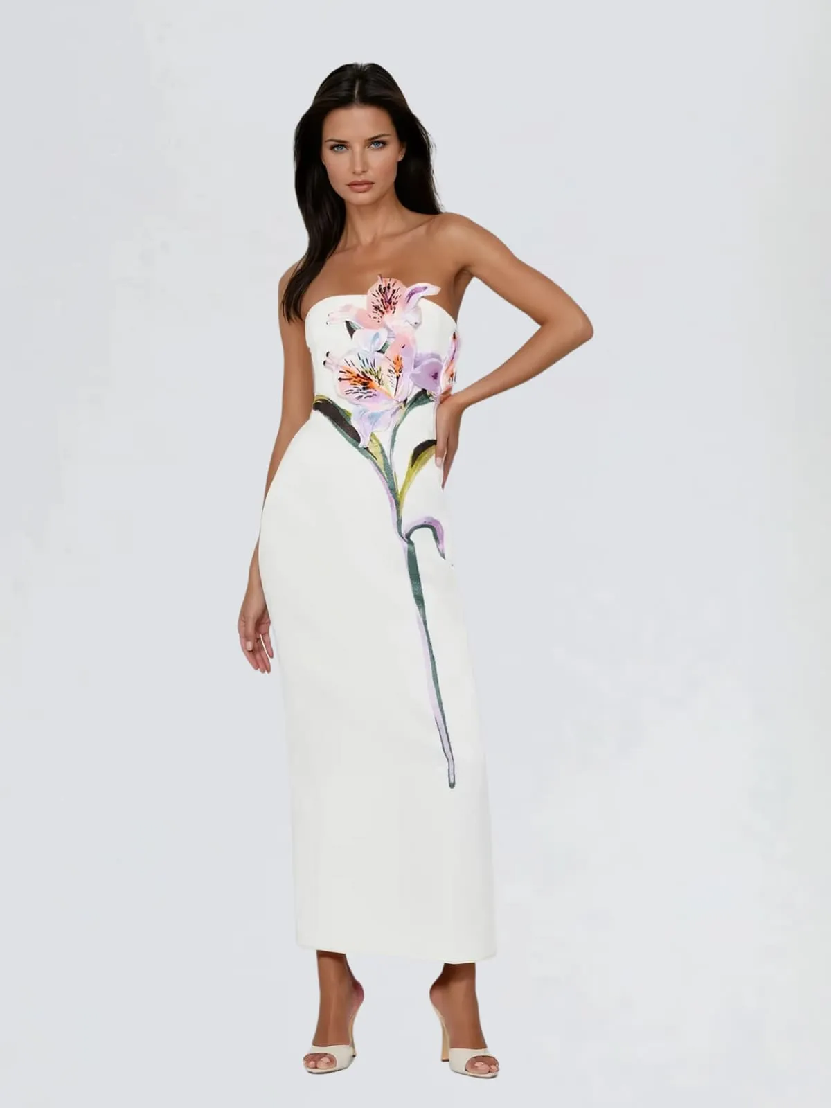 Jyvelle Strapless Flower Midi Dress sold by Mew Mews product image thumbnail 3