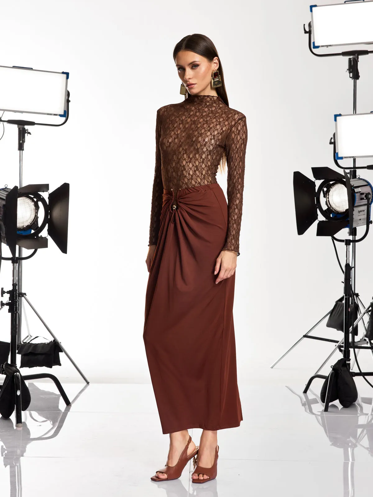 Darcila Long Sleeve Lace Ruched Skirt Set sold by Mew Mews product image thumbnail 3