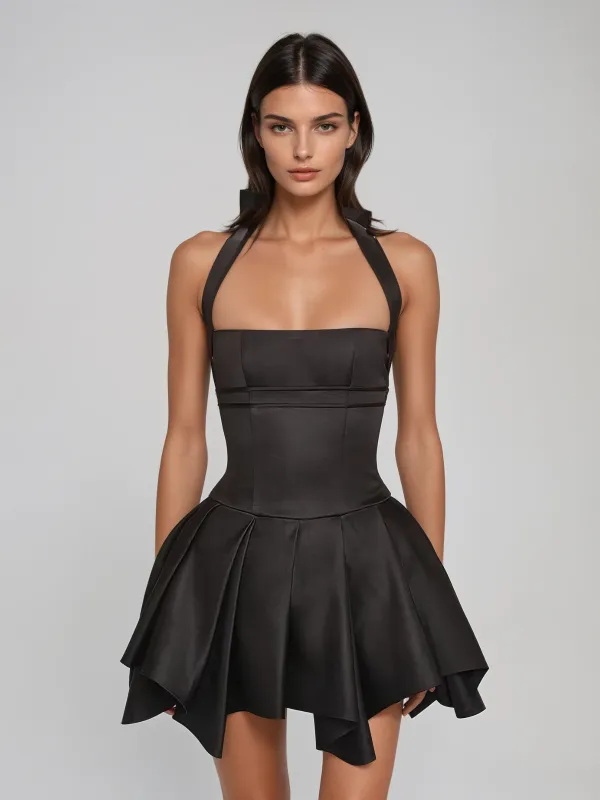 Quenra Halterneck Lace Up Mini Dress made by Mew Mews