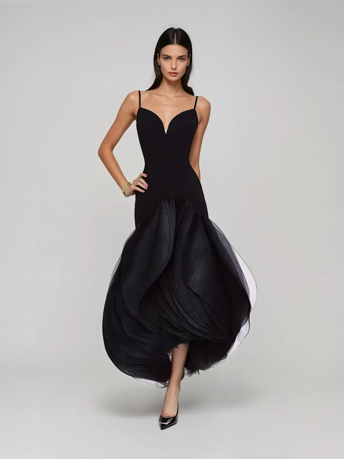 Mordai Spaghetti Petal Maxi Dress sold by Mew Mews