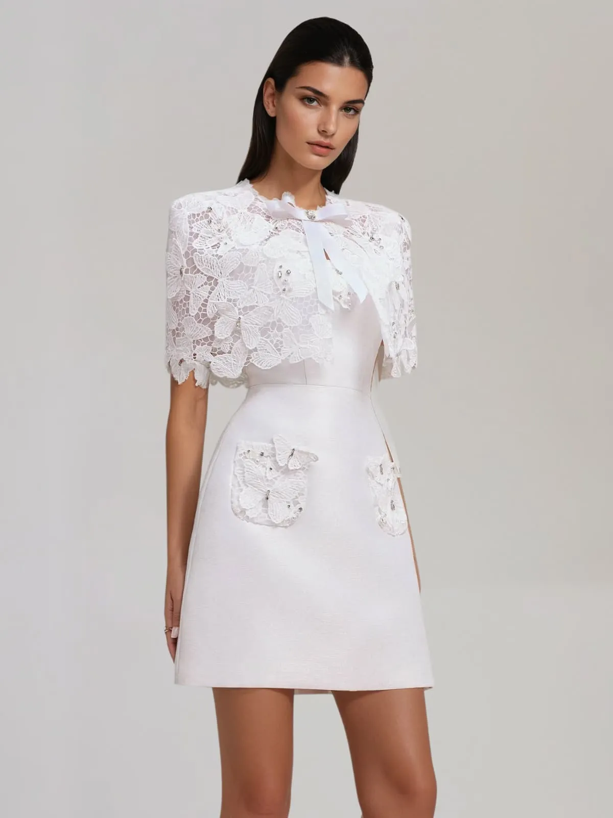 Lusev Cape Lace Butterfly Mini Dress sold by Mew Mews
