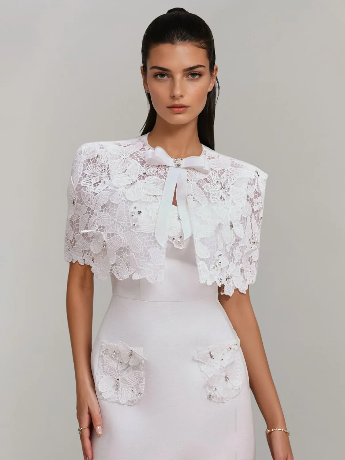 Lusev Cape Lace Butterfly Mini Dress sold by Mew Mews product image thumbnail 3