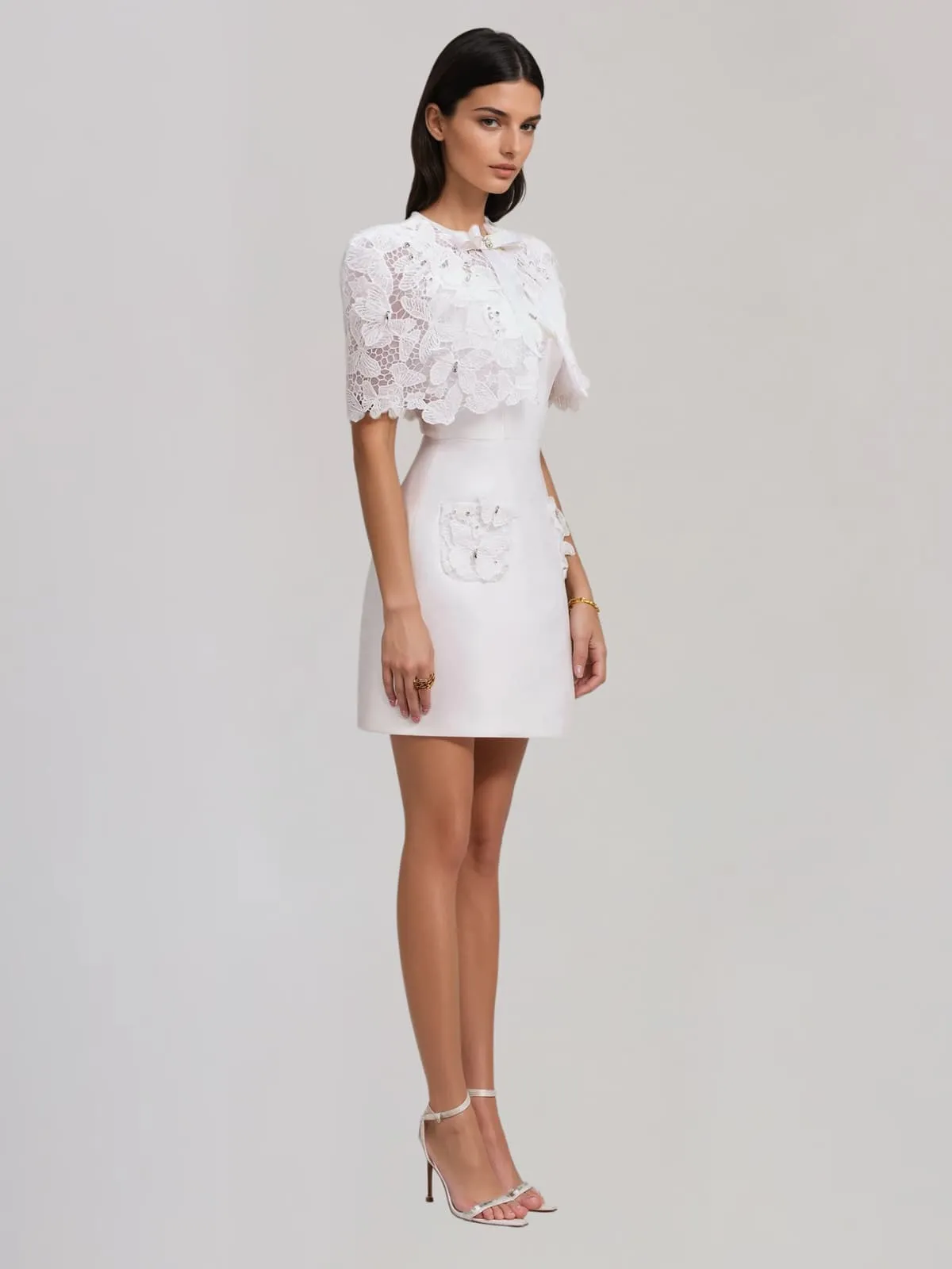 Lusev Cape Lace Butterfly Mini Dress sold by Mew Mews product image thumbnail 2