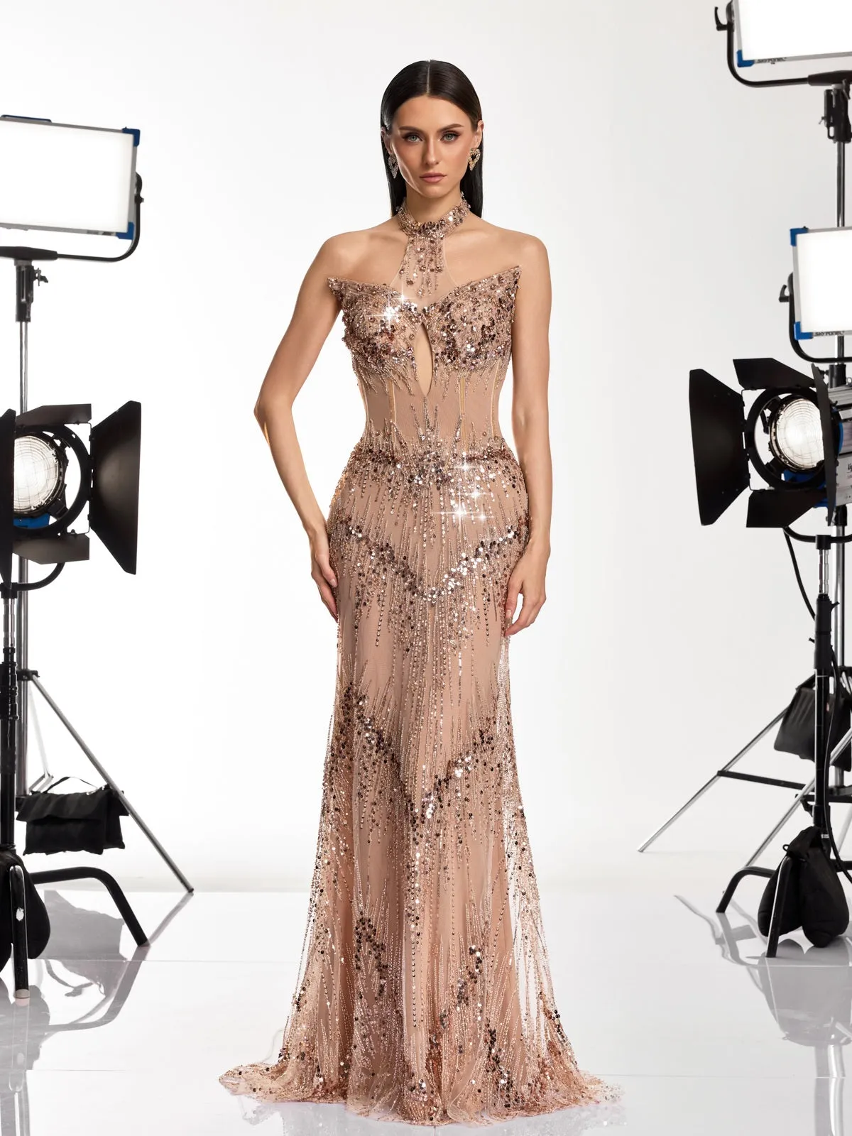 Noral Sequin Fringe Cutout Maxi Dress sold by Mew Mews