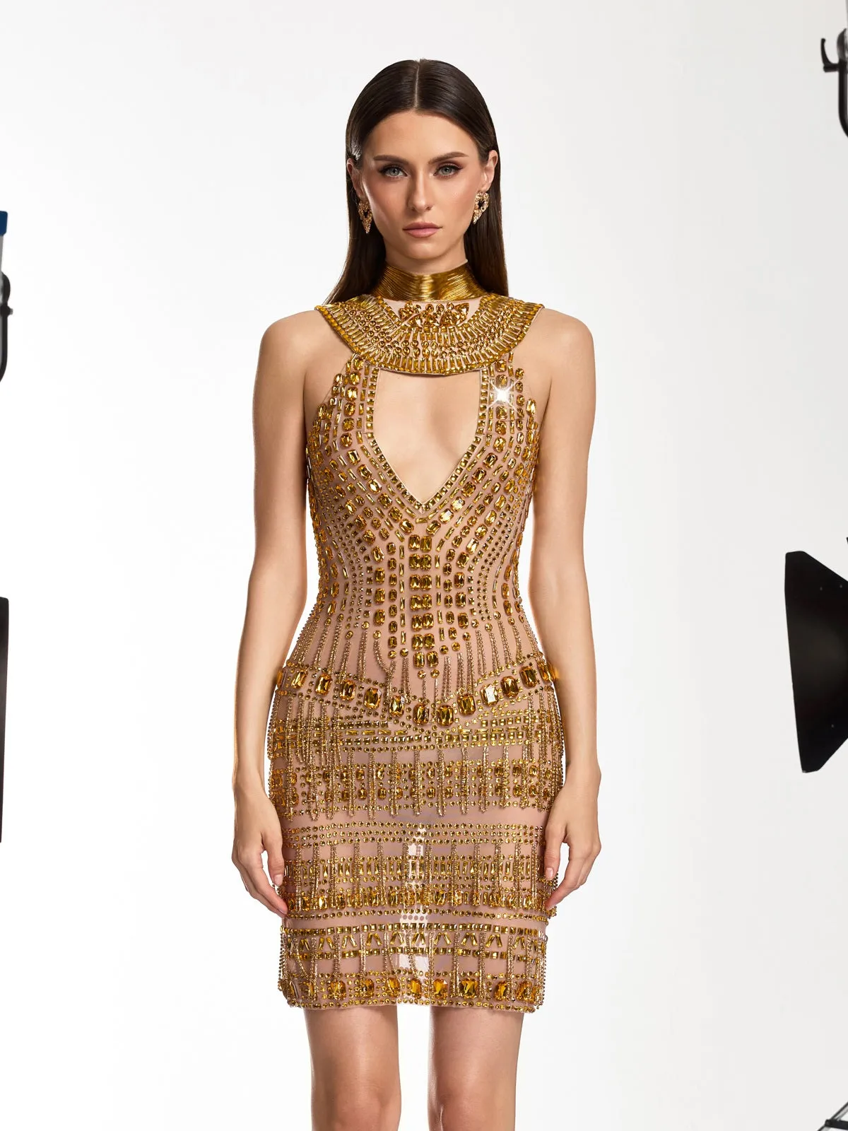 Lorik Fringe Cutout Crystal Mini Dress sold by Mew Mews product image thumbnail 3