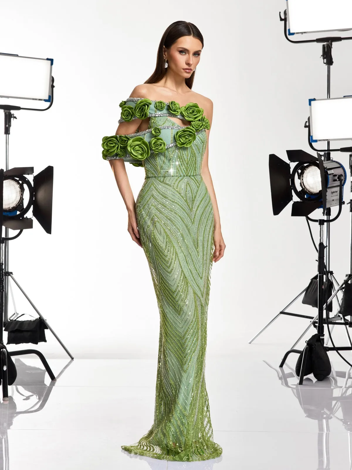 Havro Flower Sequin Rhinestone Maxi Dress sold by Mew Mews product image thumbnail 2