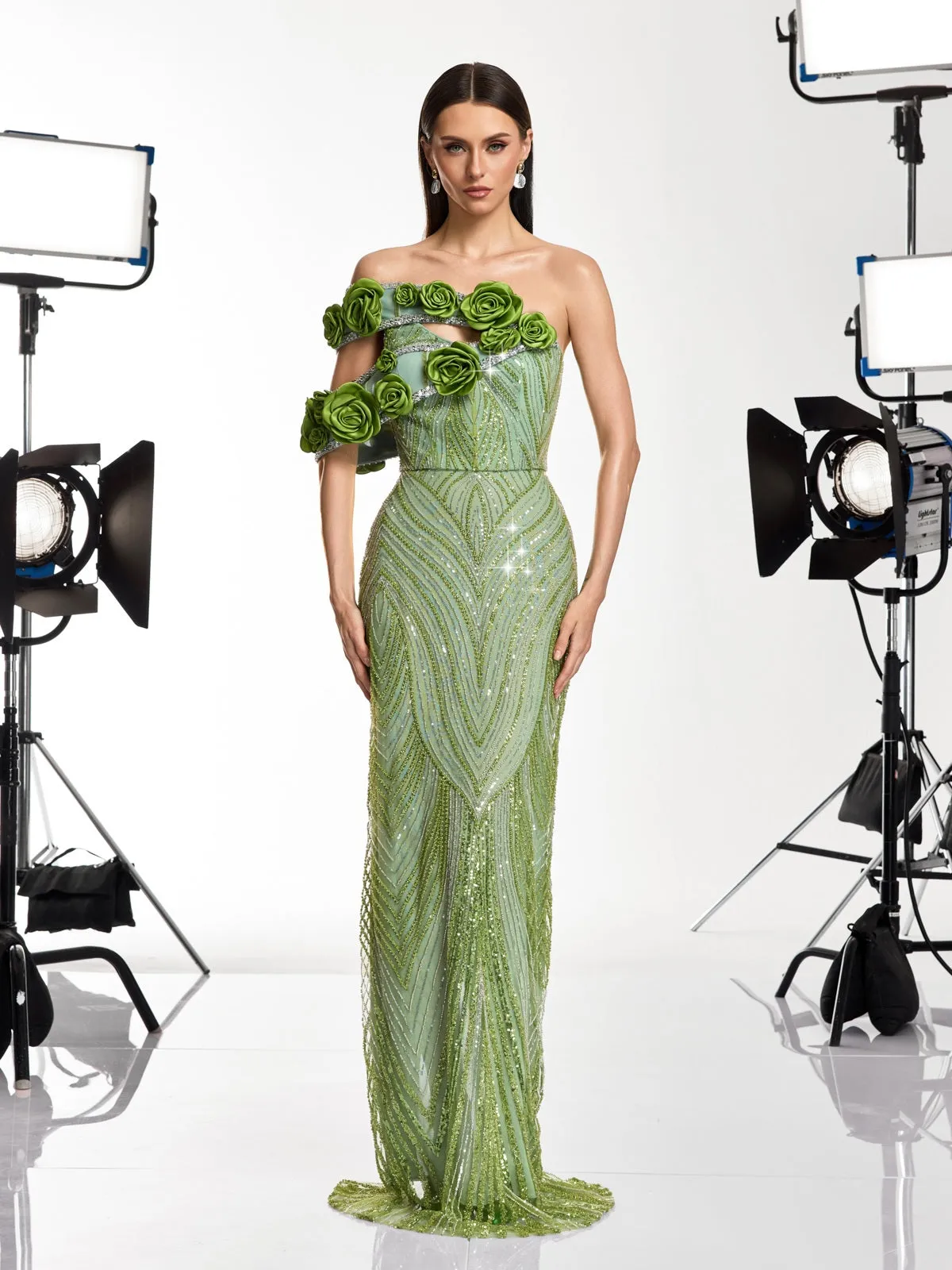 Havro Flower Sequin Rhinestone Maxi Dress sold by Mew Mews