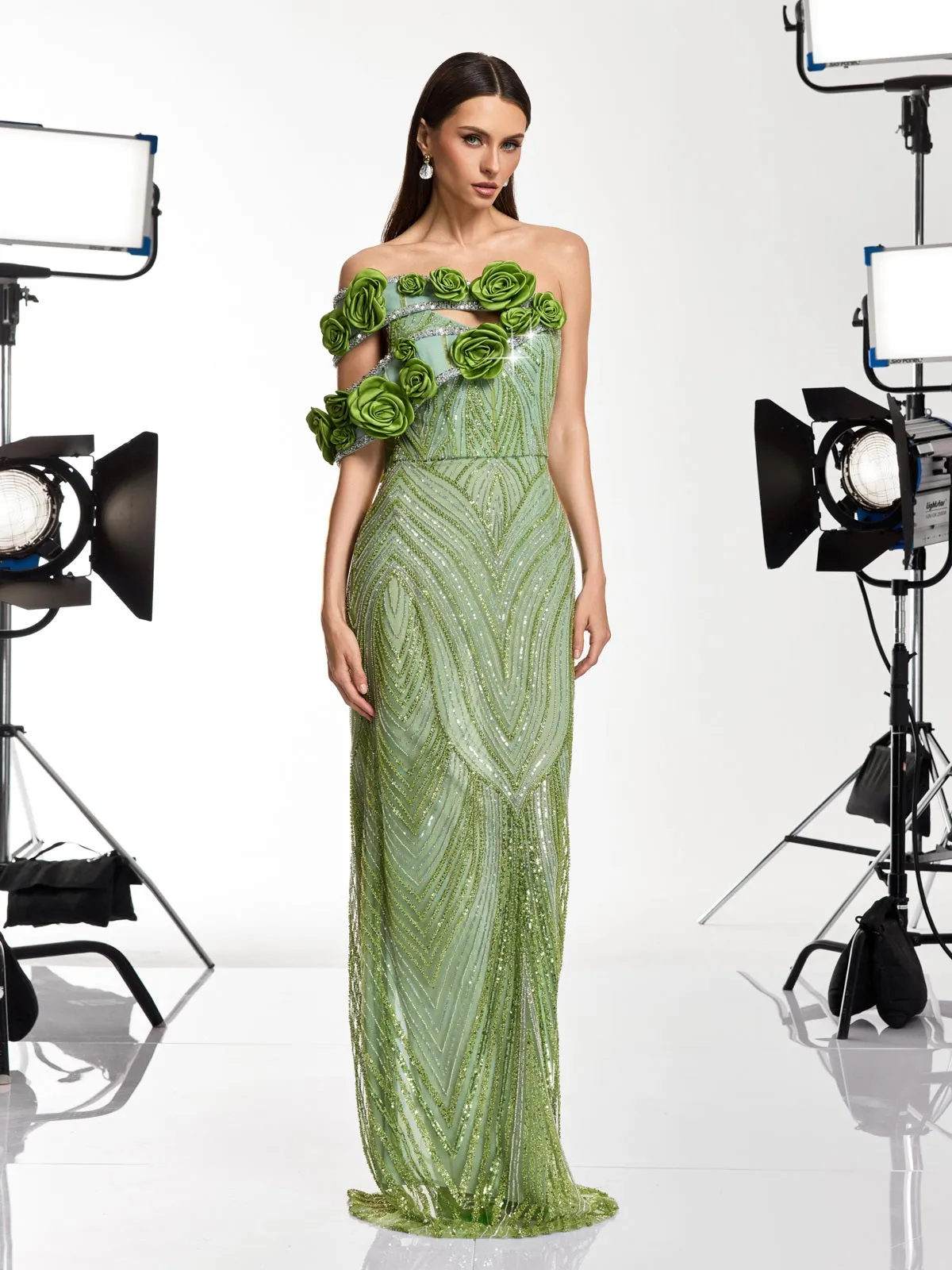 Havro Flower Sequin Rhinestone Maxi Dress sold by Mew Mews product image thumbnail 3