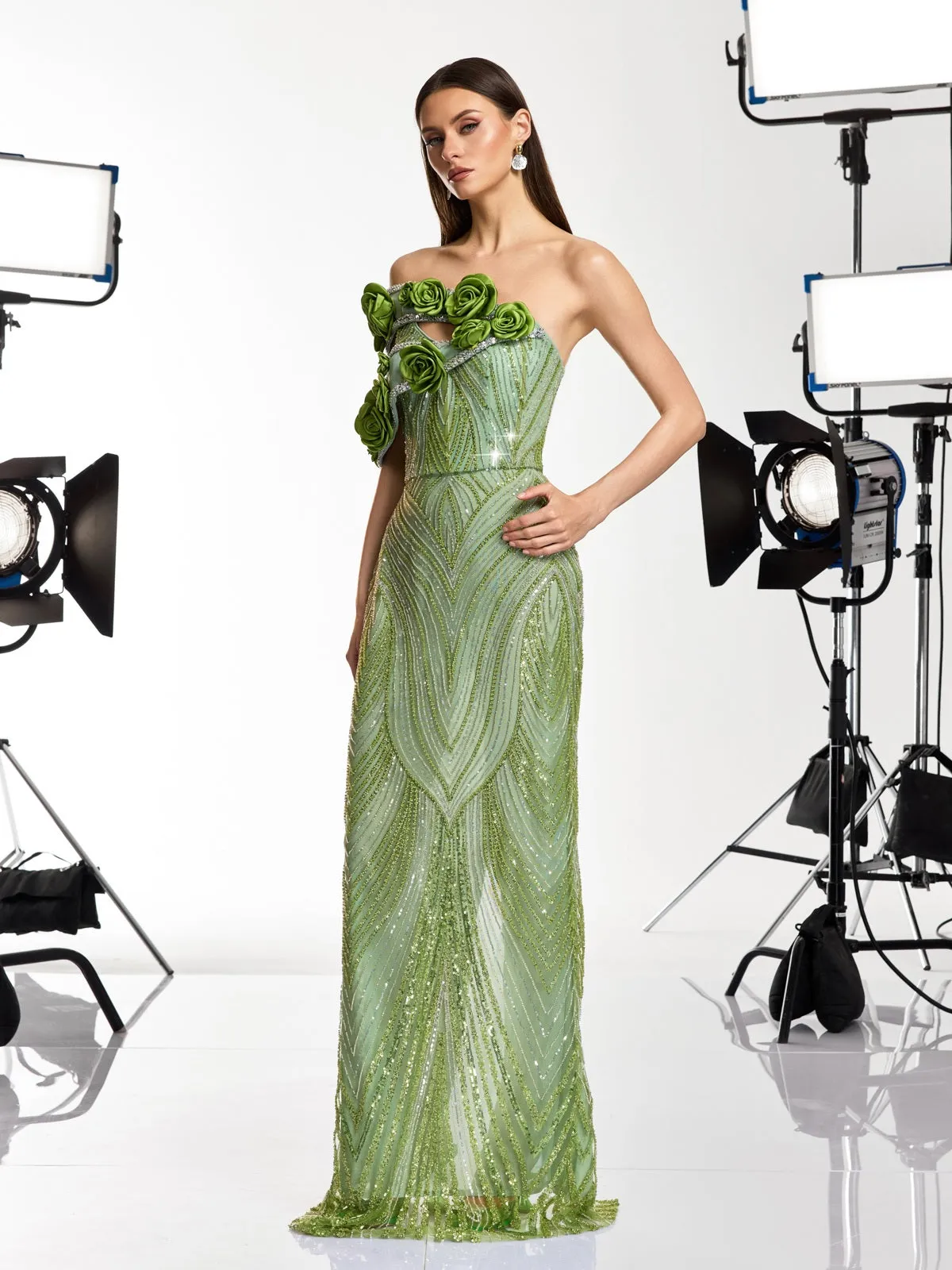 Havro Flower Sequin Rhinestone Maxi Dress sold by Mew Mews product image thumbnail 4