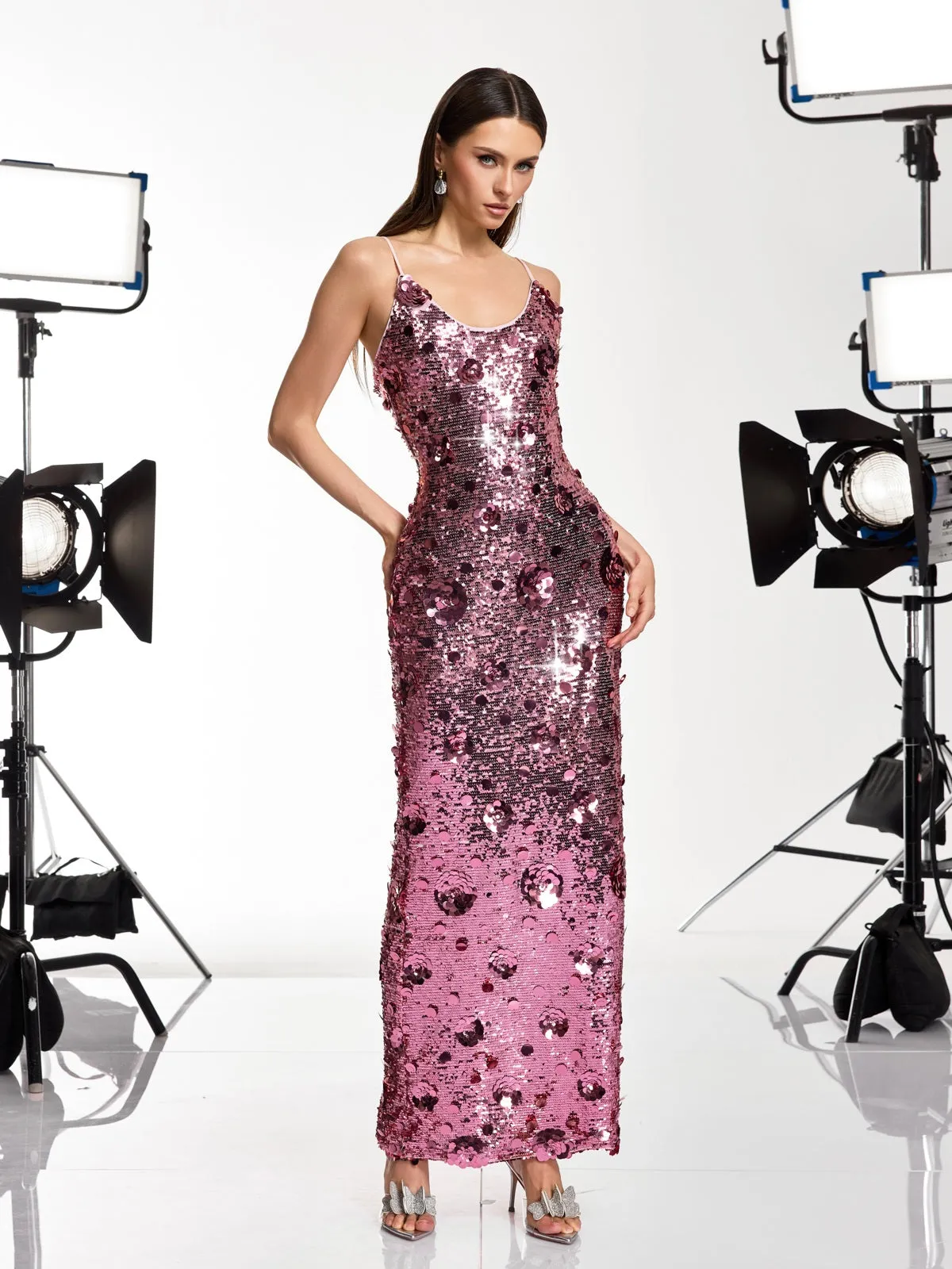 Boryvila Spaghetti Sequin Flower Maxi Dress sold by Mew Mews product image thumbnail 5