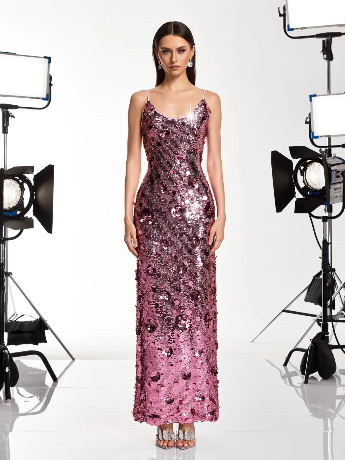 Boryvila Spaghetti Sequin Flower Maxi Dress sold by Mew Mews product image thumbnail 3