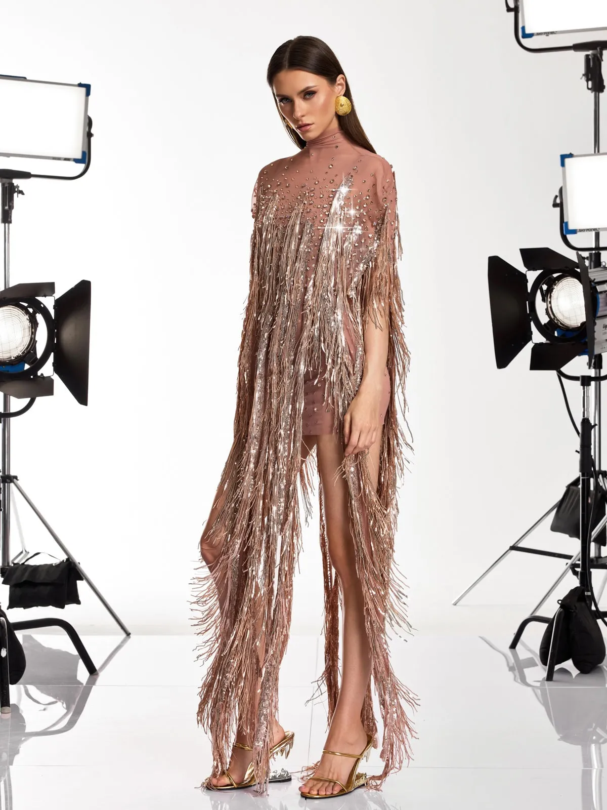 Morvek Fringe Sequin Crystal Mini Dress sold by Mew Mews product image thumbnail 4