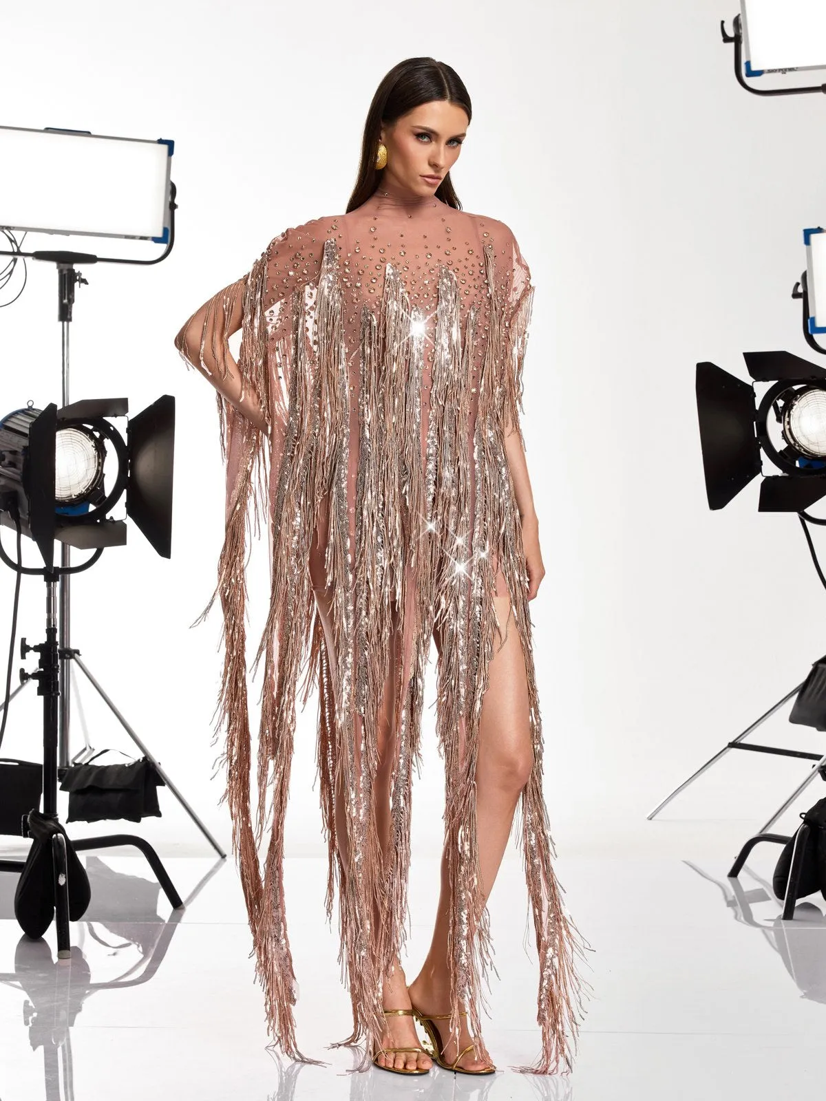 Morvek Fringe Sequin Crystal Mini Dress sold by Mew Mews product image thumbnail 2