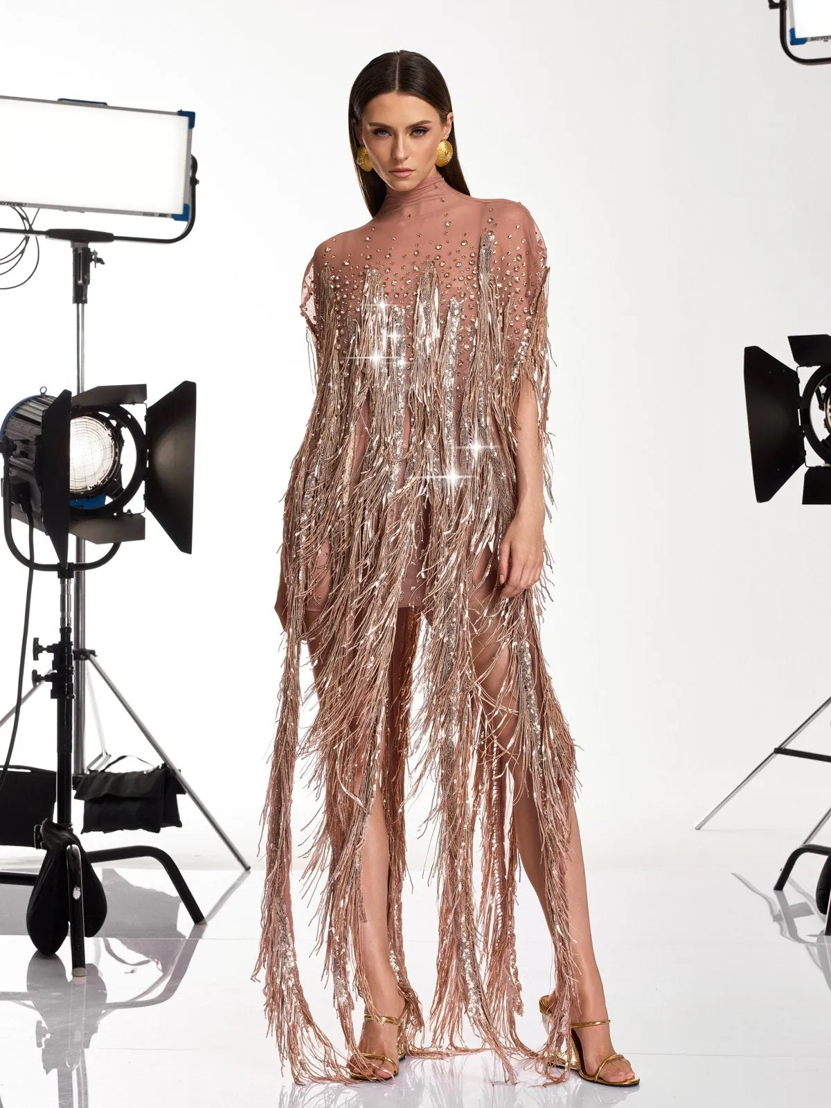 Morvek Fringe Sequin Crystal Mini Dress sold by Mew Mews product image thumbnail 3