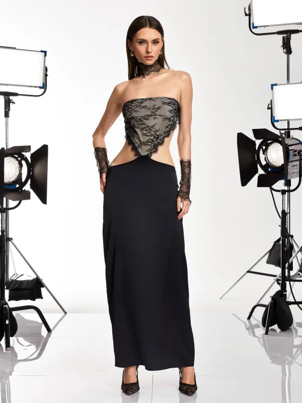 Mirevo Strapless Lace Maxi Dress made by Mew Mews