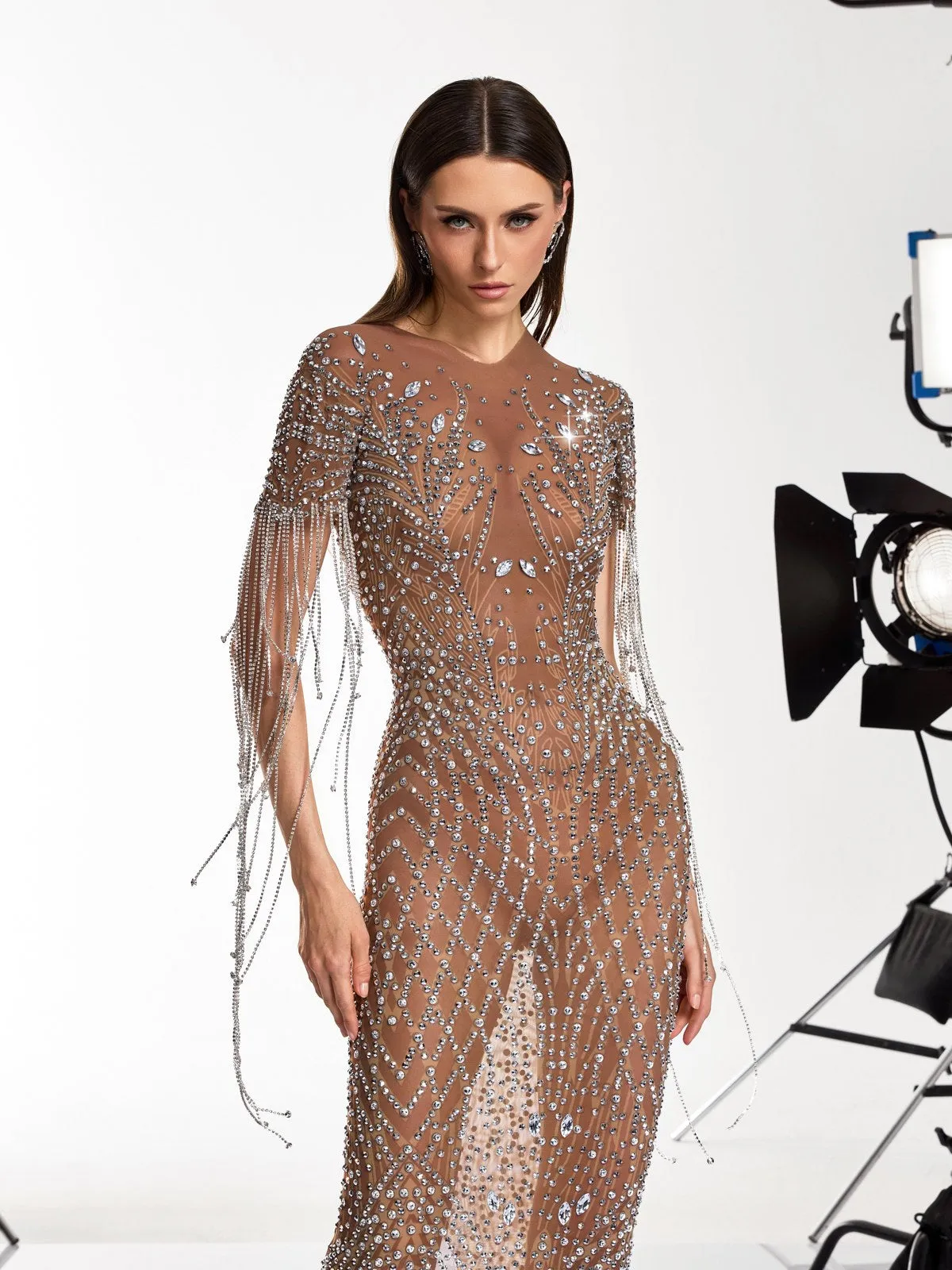 Dastel Fringe Diamond Mesh Maxi Dress sold by Mew Mews product image thumbnail 5