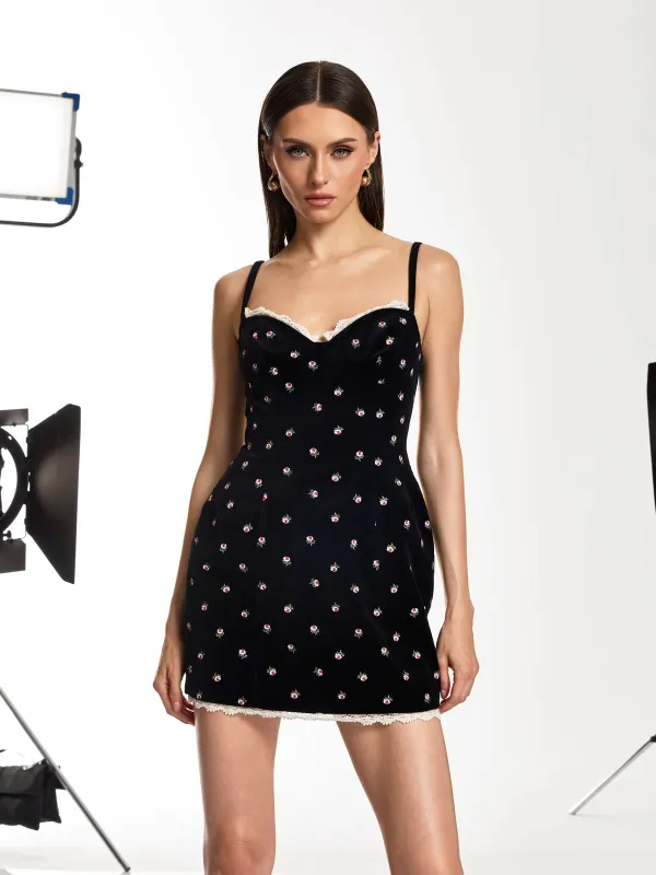 Havric Spaghetti Floral Mini Dress made by Mew Mews