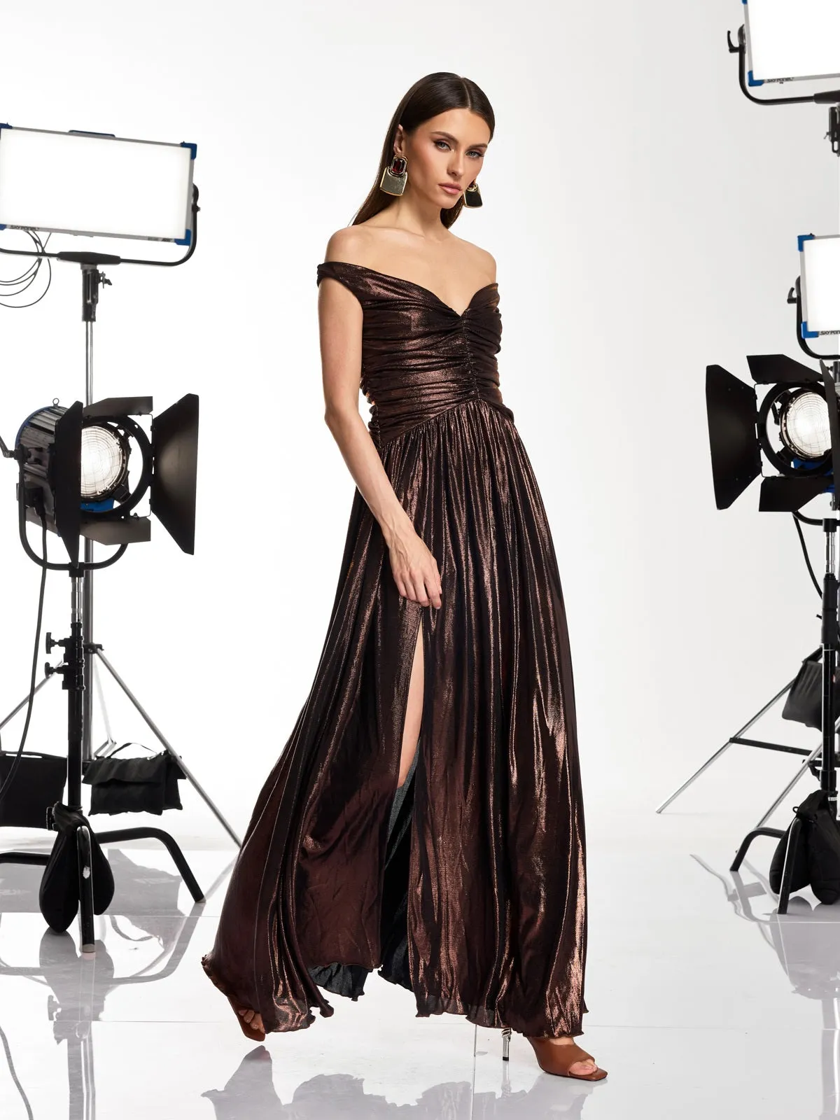 Zexila Off Shoulder Pleated Maxi Dress sold by Mew Mews product image thumbnail 2