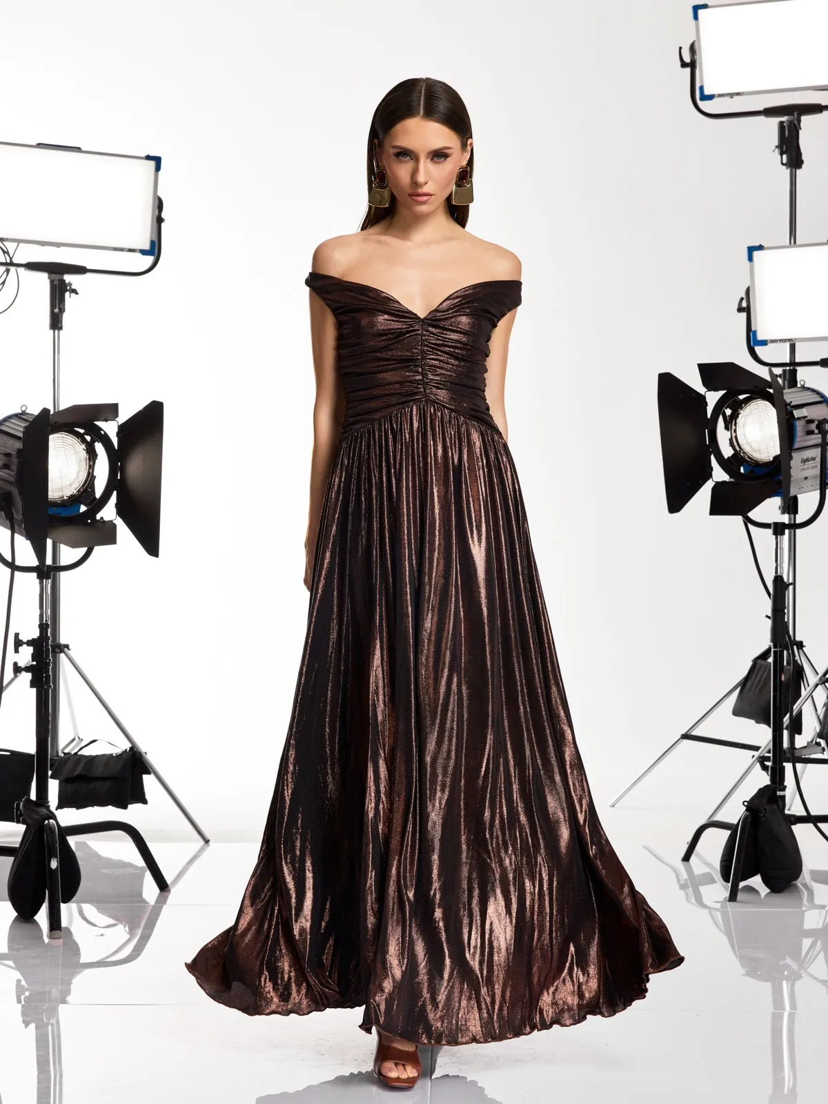 Zexila Off Shoulder Pleated Maxi Dress sold by Mew Mews product image thumbnail 3
