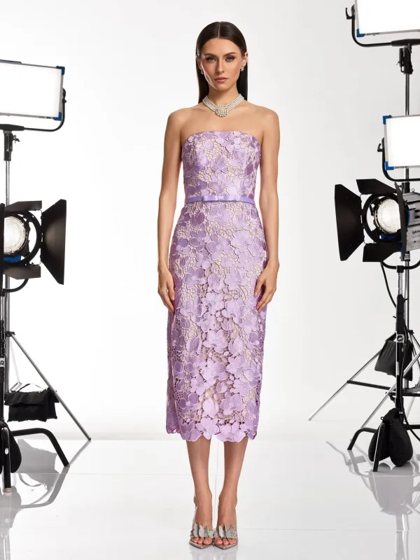 Prylon Strapless Floral Cutout Midi Dress made by Mew Mews