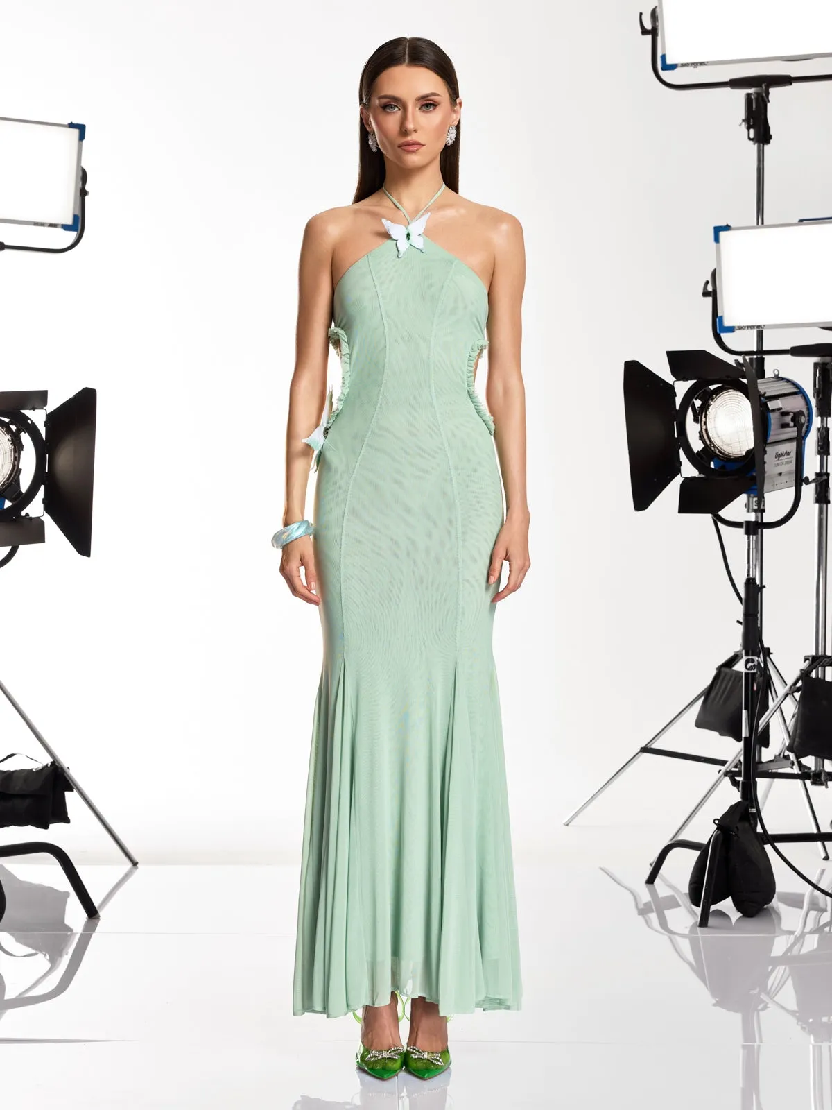 Dacia Halterneck Butterfly Maxi Dress sold by Mew Mews